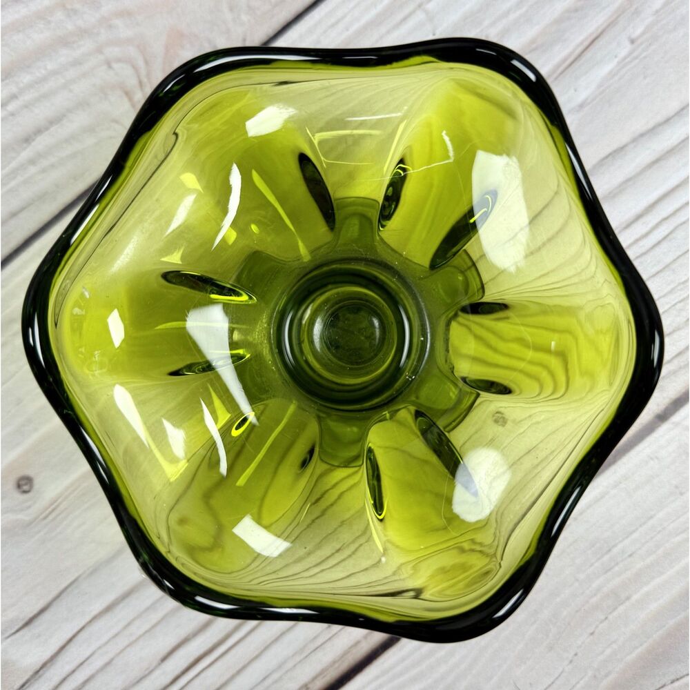 Vintage MCM Viking Epic 6 Petal Green Taper Candle Holder - Picture 6 of 6